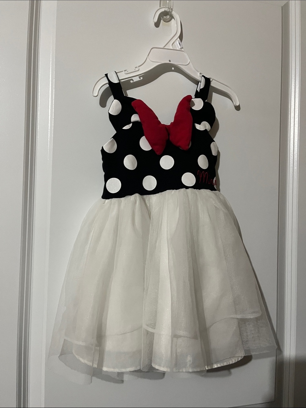 Disney Black & White Polka Dot Dress with Red Bow